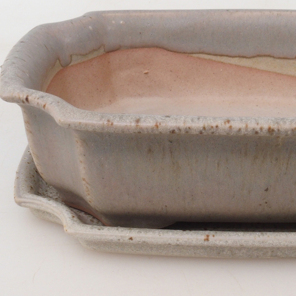 Bonsai-Schale + Unterschale H03 – 16,5 x 12 x 4,5 cm. - beige