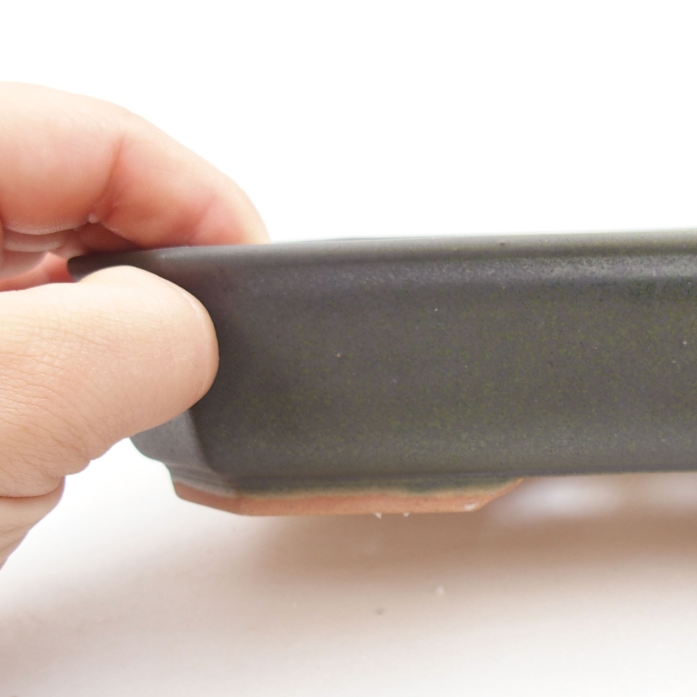 Keramik-Bonsaischale 19 x 13,5 x 4,5 cm, Farbe grau
