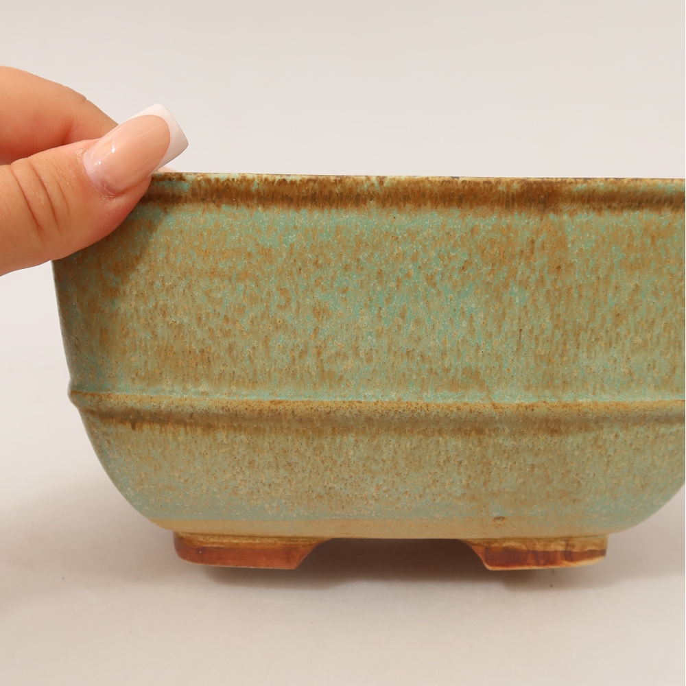 Keramik-Bonsai-Schale 16,5 x 16,5 x 9,5 cm, Farbe: grün