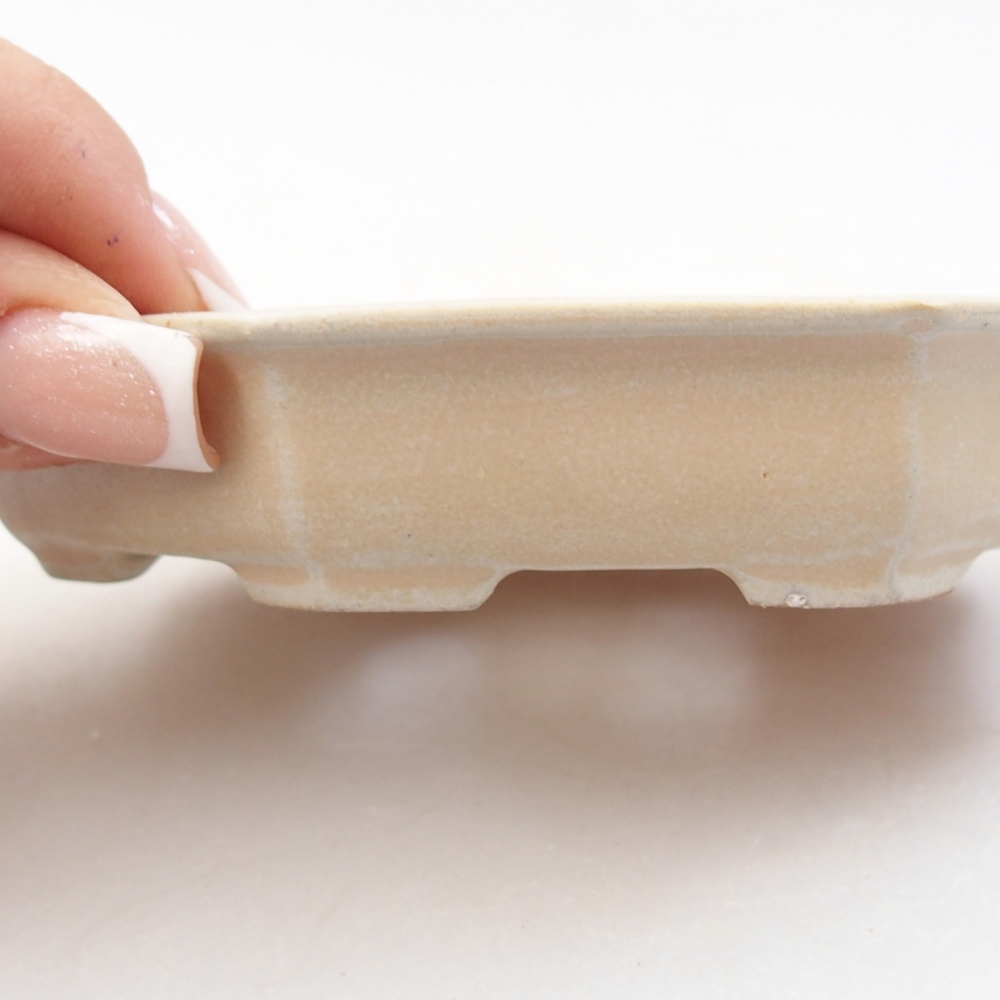 Bonsaischale aus Keramik 11,5 x 11,5 x 2 cm, Farbe beige