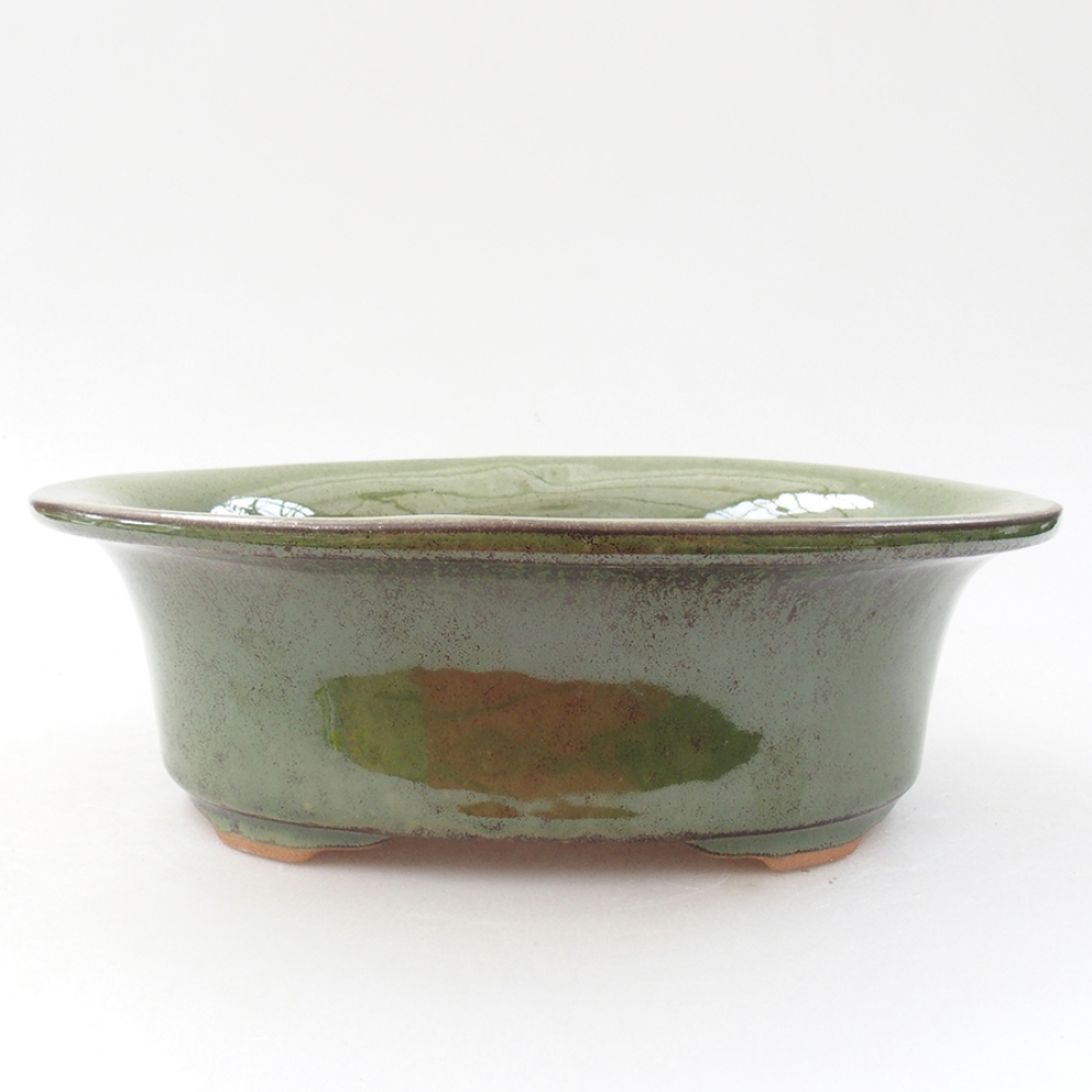 Keramik-Bonsaischale 19,5 x 15,5 x 6,5 cm, Farbe Grün