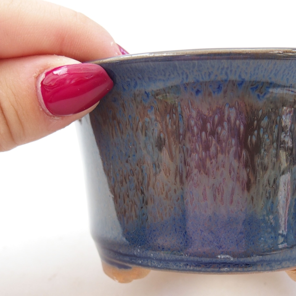 Keramik-Bonsaischale 9 x 9 x 5 cm, Farbe blau