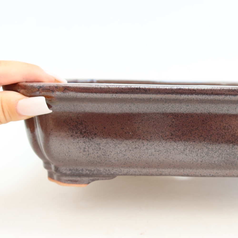 Keramik-Bonsai-Schale 27,5 x 21,5 x 7 cm, Farbe: weinrot