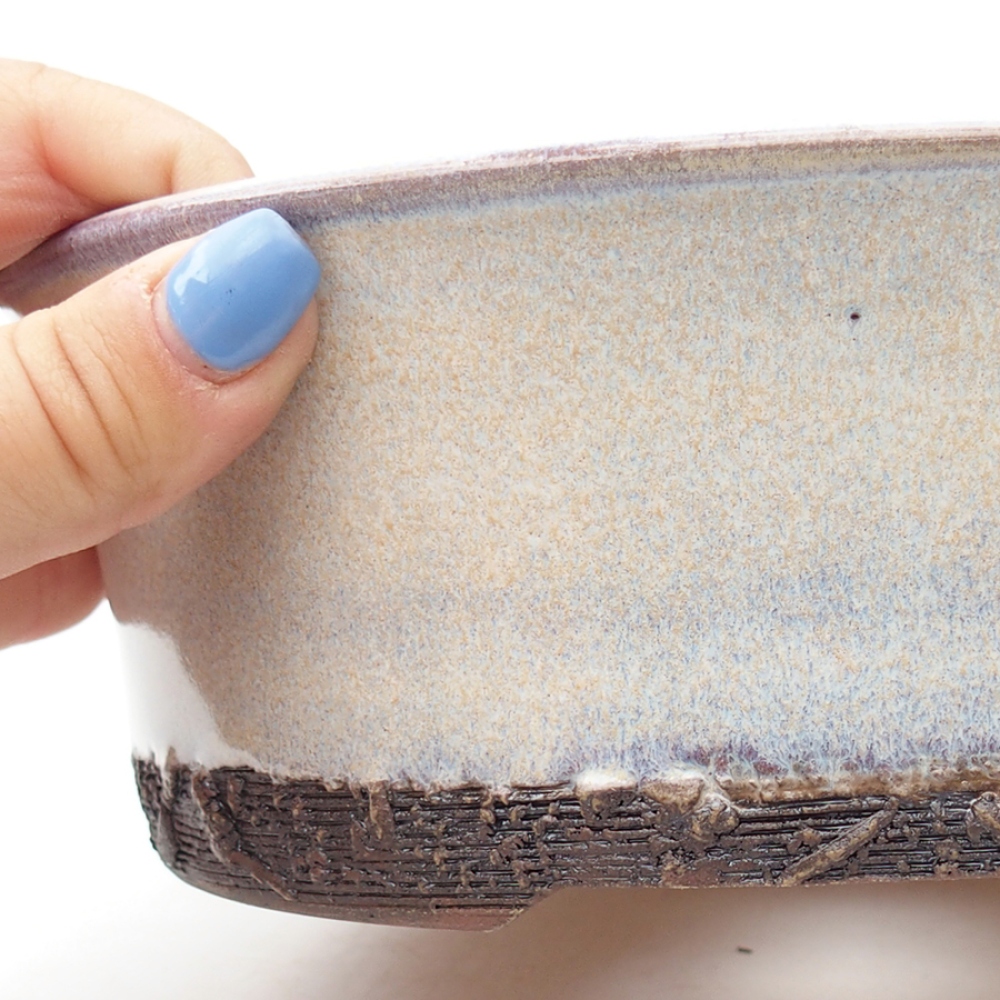 Keramik-Bonsaischale 19,5 x 19,5 x 6,5 cm, Farbe blau