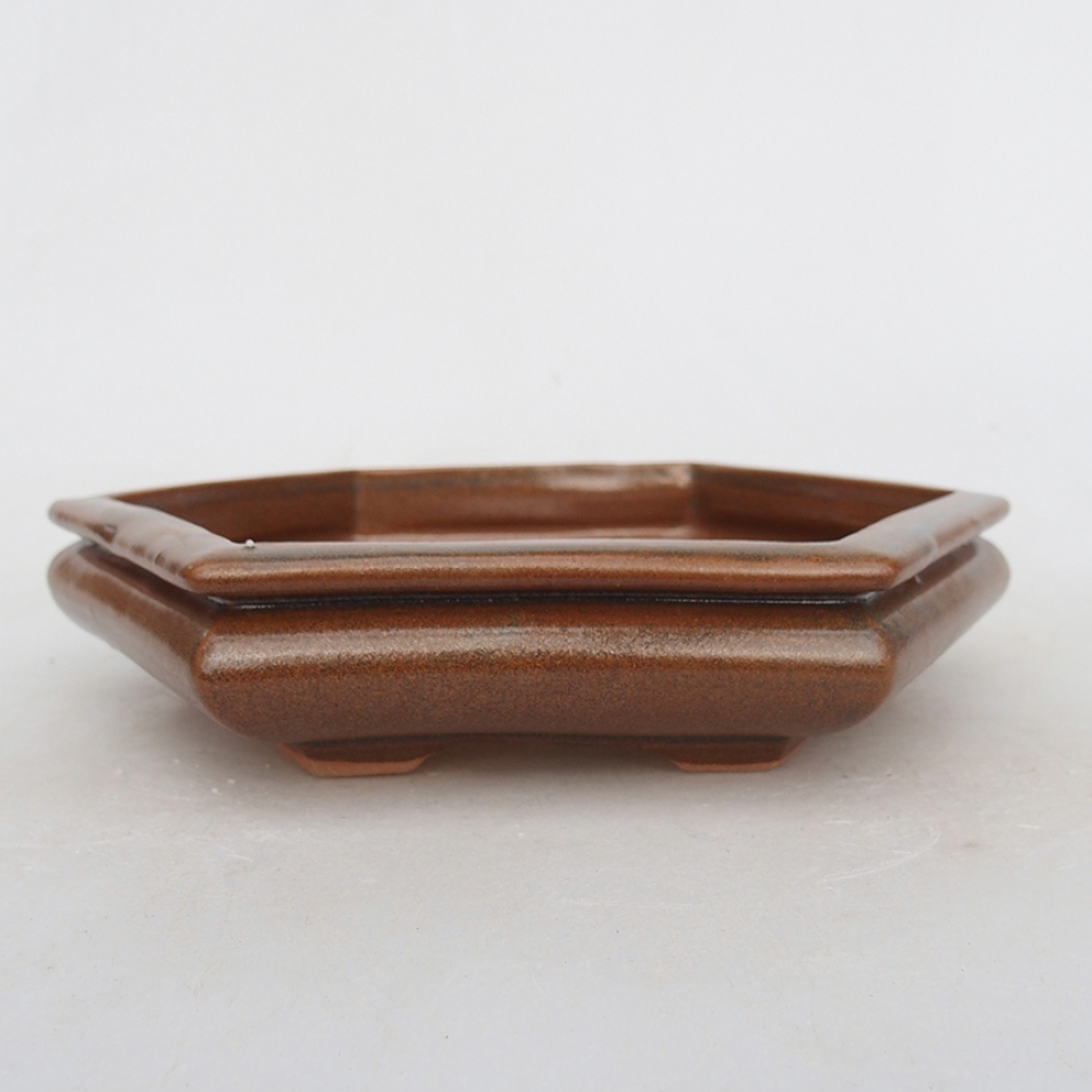 Keramik-Bonsaischale 19,5 x 17 x 4 cm, braun Farbe
