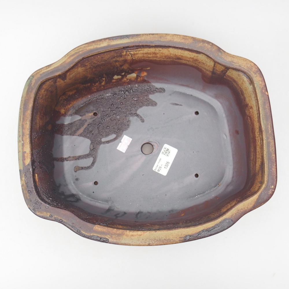 Bonsaischale aus Keramik 30 x 26 x 10,5 cm, Farbe braun-grün