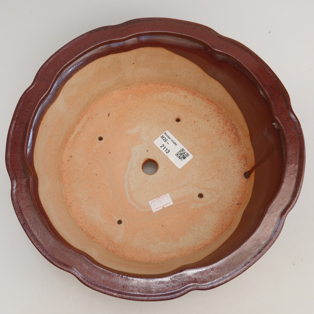 Bonsaischale aus Keramik 26 x 26 x 8 cm, bordeauxrot