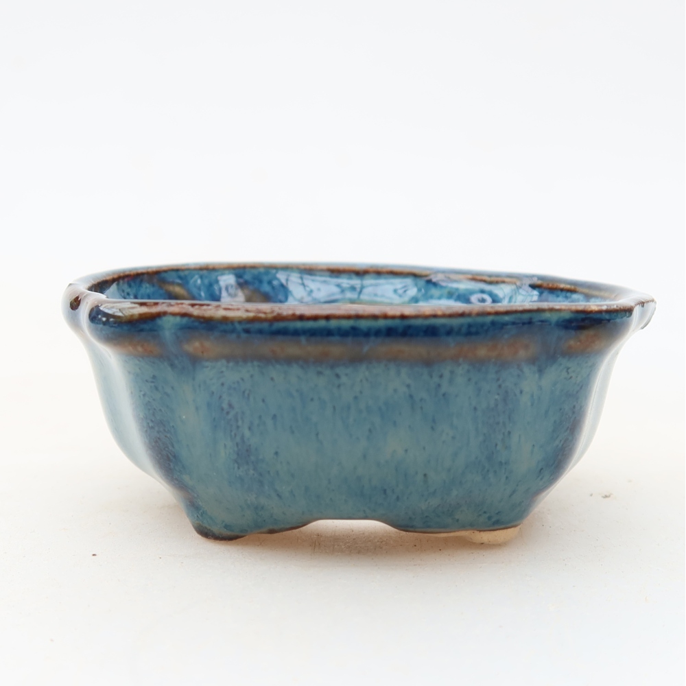 Keramik-Bonsai-Schale, 6,5 × 6,5 × 2,5 cm, Farbe: Blau