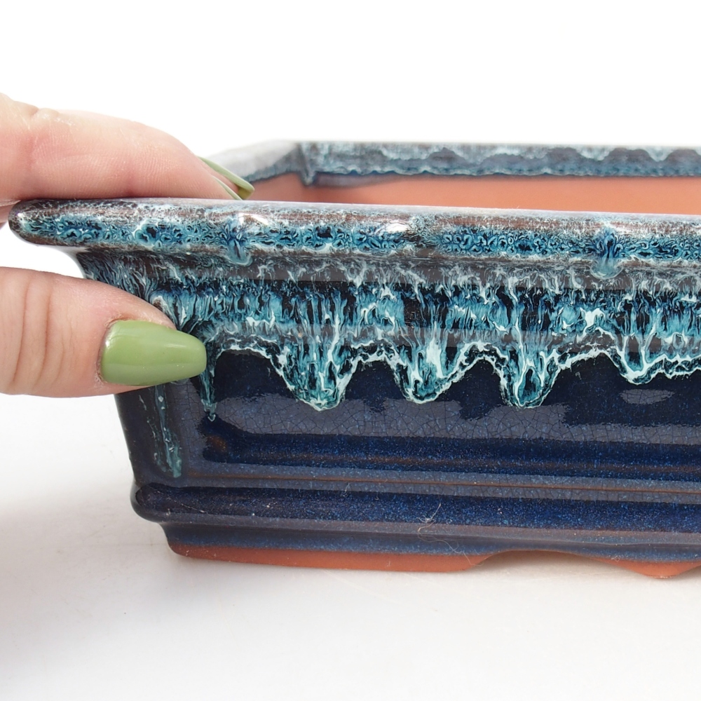 Schale 32 x 22,5 x7 cm blau und weiß