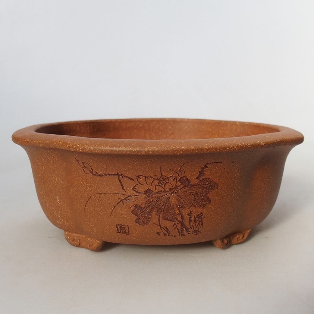 Keramik-Bonsaischale 15,5 x 13 x 6 cm, Farbe braun