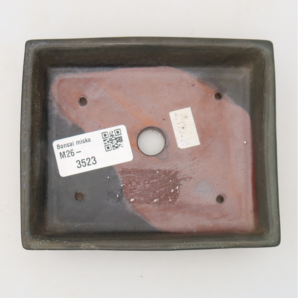 Keramik-Bonsai-Schale, 13 × 10,5 × 2,5 cm, Farbe: Grau