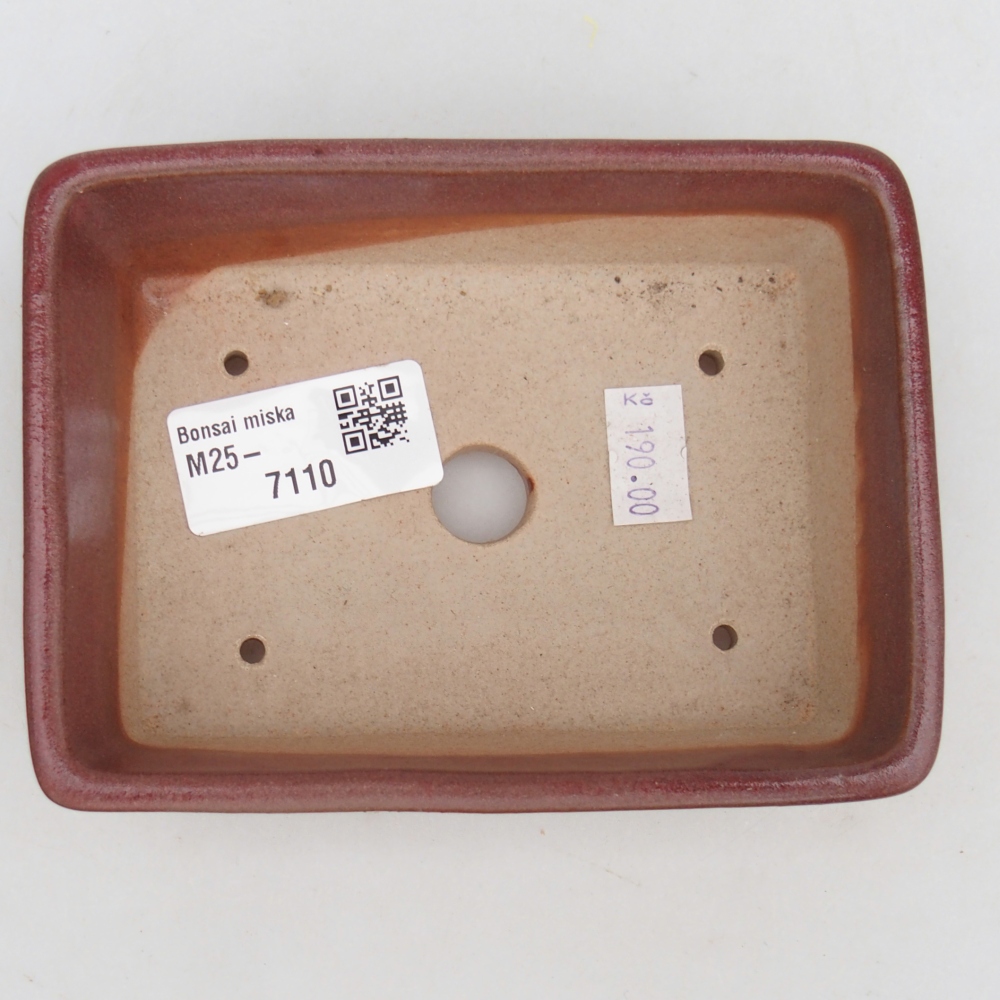 Bonsaischale aus Keramik 11,5 x 9,5 x 6 cm, Farbe burgunderrot