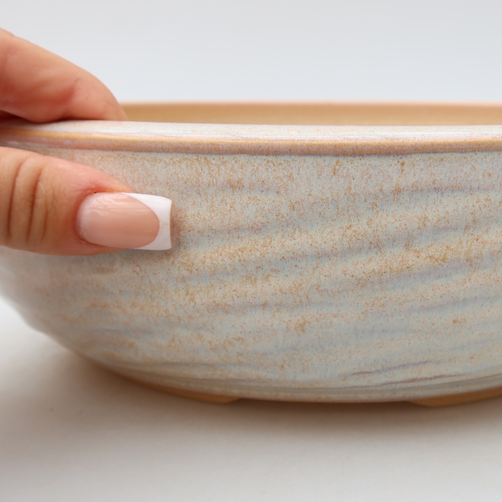 Keramik-Bonsai-Schale, 25,5 x 25,5 x 7,5 cm, Farbe: Beige