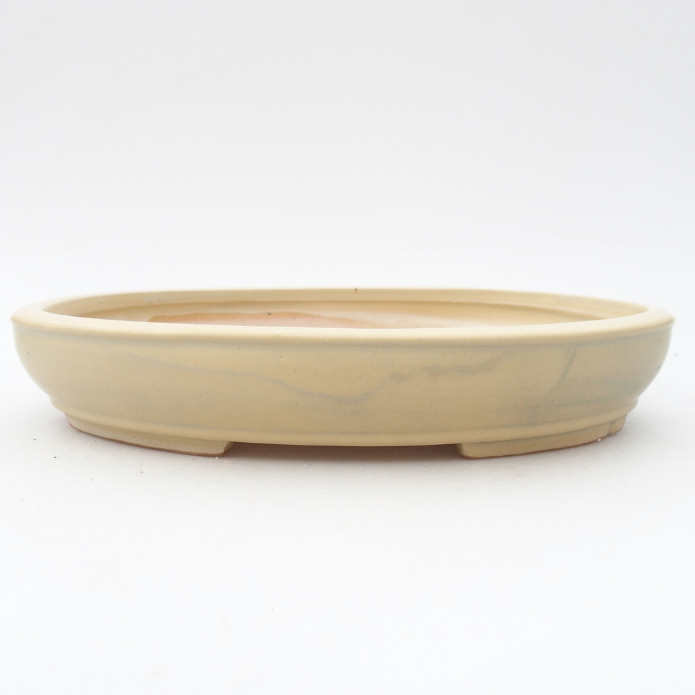 Keramik-Bonsaischale 25 x 20 x 4 cm, Farbe beige