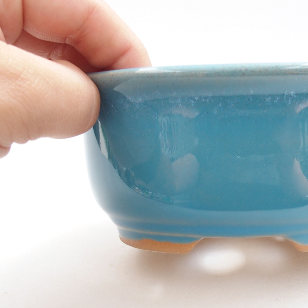 Keramik-Bonsaischale 12,5 x 10,5 x 5,5 cm, Farbe blau