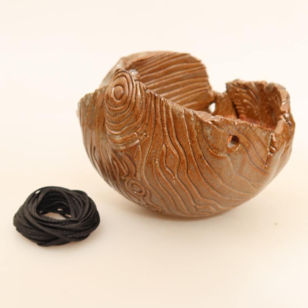 Keramikschale für Kokedama, 10 x 10 x 7,5 cm, Farbe: braun