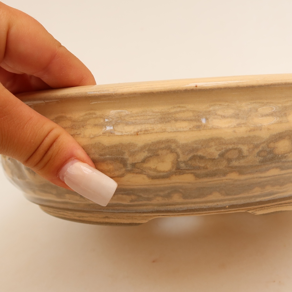 Keramik-Bonsai-Schale 22 x 22 x 6 cm, Farbe: Beige