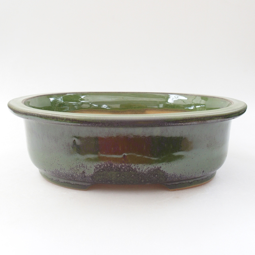 Keramik-Bonsaischale 25,5 x 22 x 8 cm, Farbe Grün