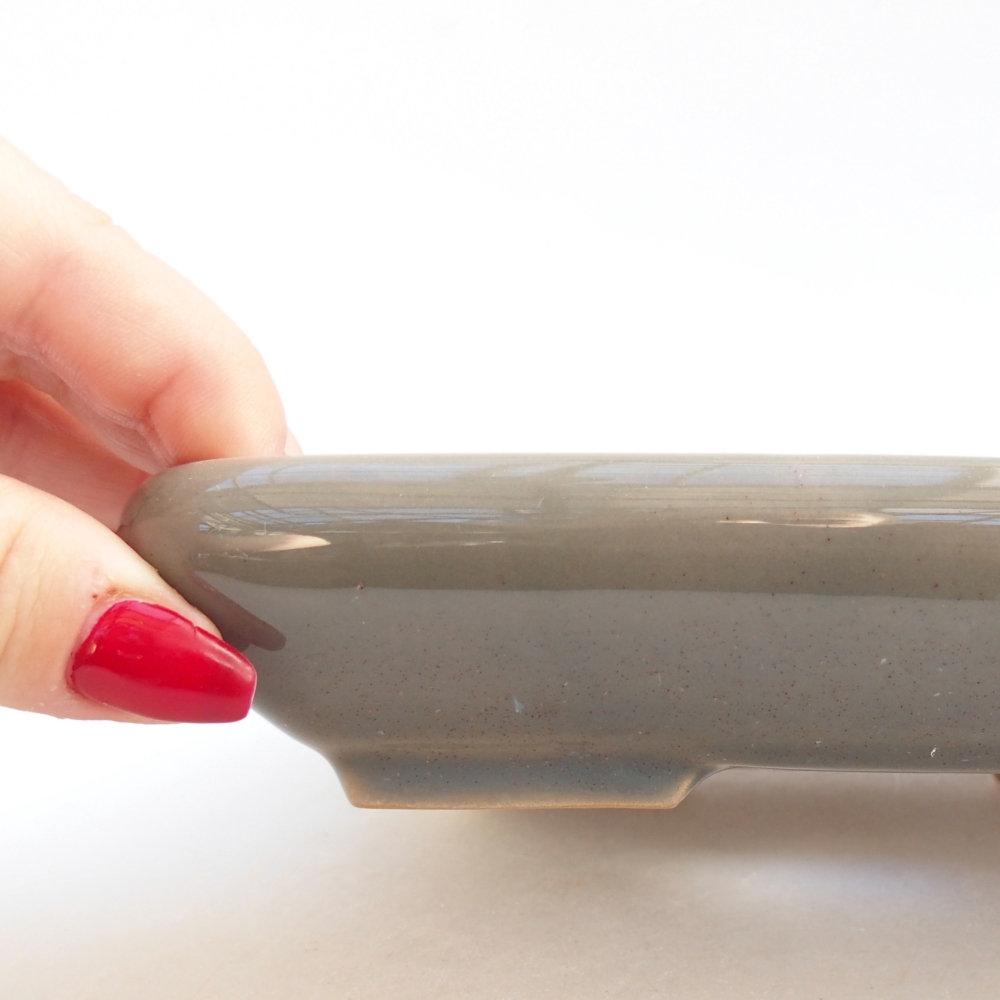 Bonsaischale aus Keramik 16,5 x 13,5 x 3,5 cm, grau