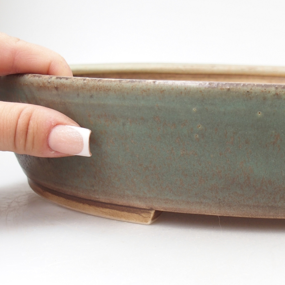 Bonsaischale aus Keramik 31,5 x 27,5 x 6 cm, grün