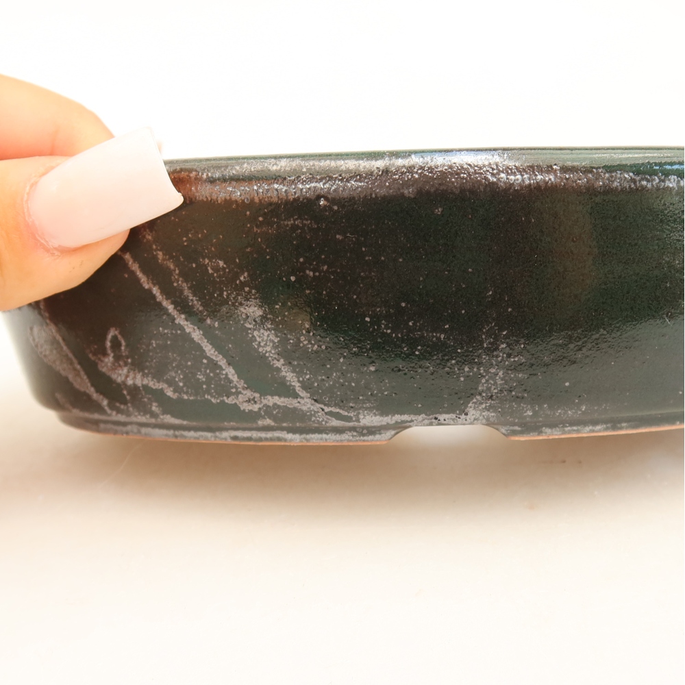 Bonsaischale aus Keramik 16,5 x 11,5 x 4,5 cm, grün