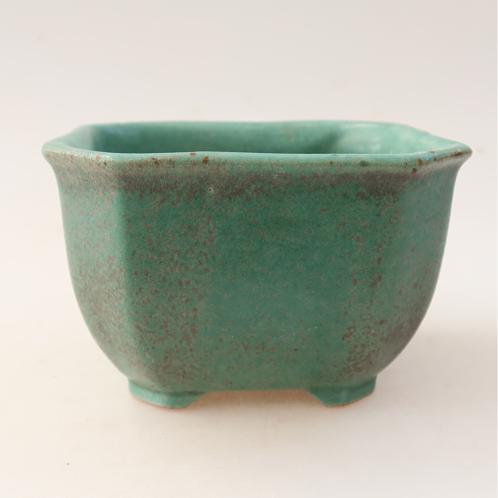 Keramik-Bonsai-Schale 10 x 10 x 6,5 cm, Farbe: grün