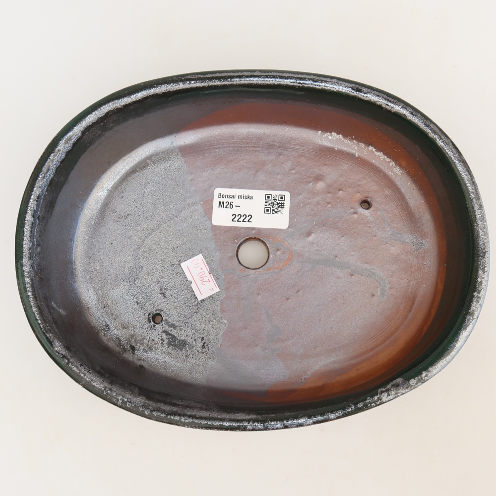 Bonsaischale aus Keramik 22 x 17 x 5 cm, grün-metallic