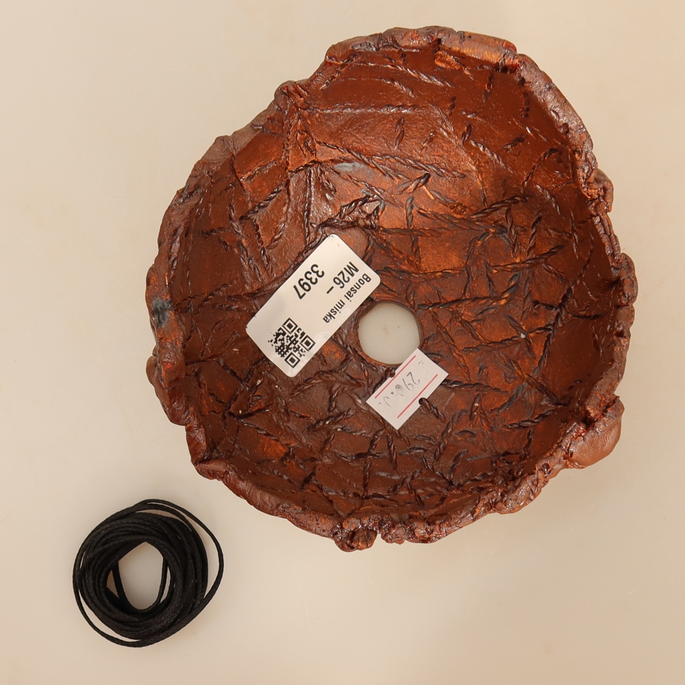 Keramikschale für Kokedama, 12,5 × 12 × 7 cm, Farbe: braun