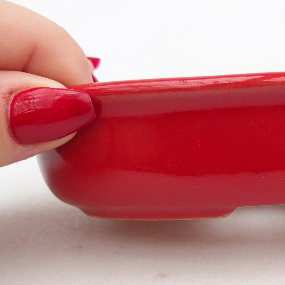 Bonsaischale aus Keramik 12 x 8,5 x 3 cm, Farbe rot