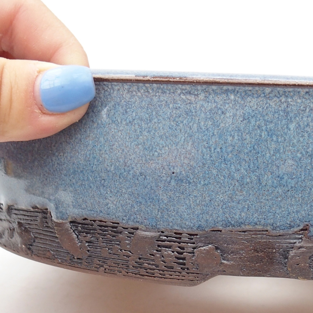 Keramik-Bonsaischale 20 x 20 x 5 cm, Farbe blau