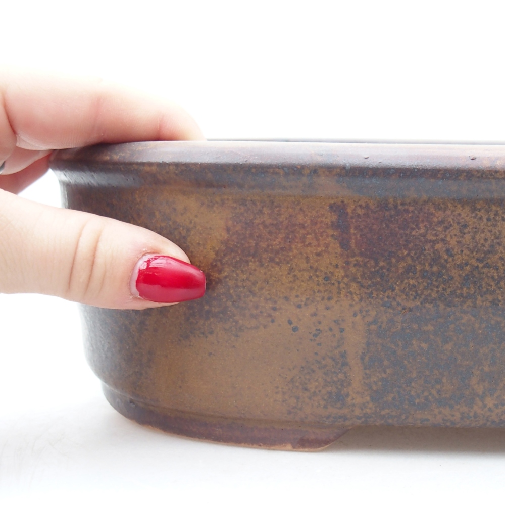 Bonsaischale aus Keramik 32 x 25 x 7,5 cm, braun