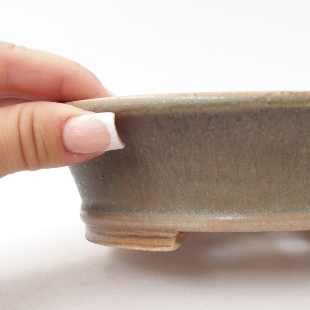 Bonsaischale aus Keramik 17,5 x 16 x 4,5 cm, farbig gewässert