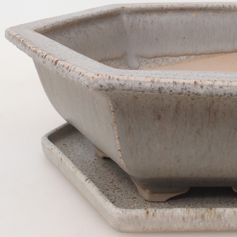Bonsai-Schale + Unterschale H53 – 19 x 21,5 x 7 cm. – beige