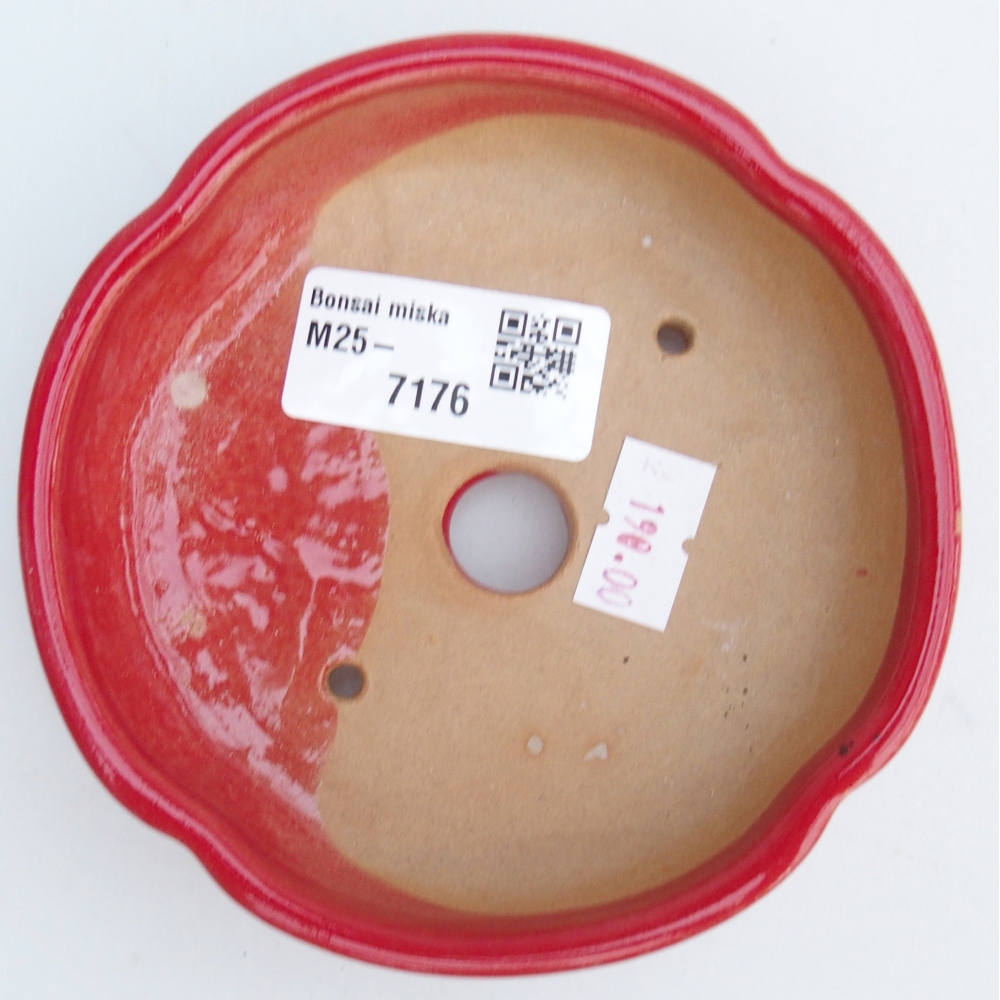 Bonsaischale aus Keramik 11 x 11 x 3 cm, Farbe rot