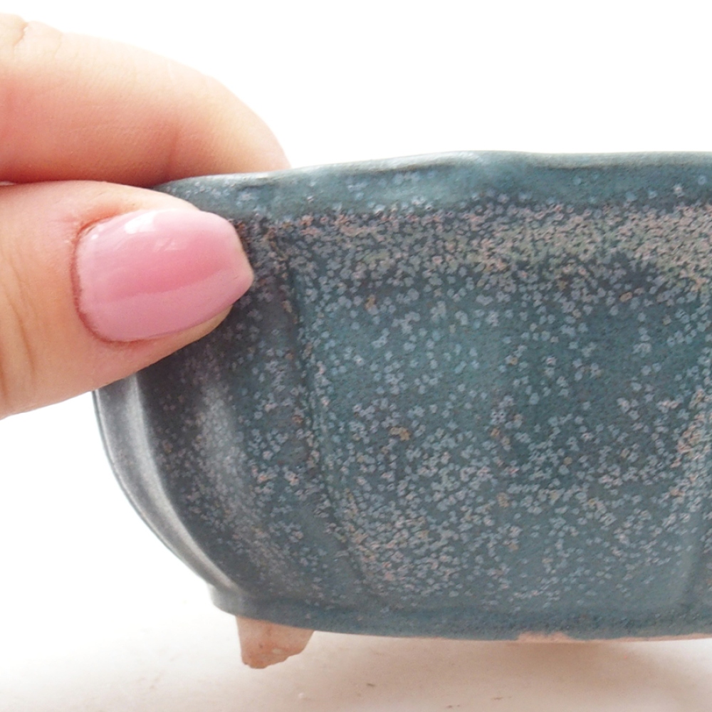 Keramik-Bonsaischale 11 x 11 x 5 cm, Farbe blau