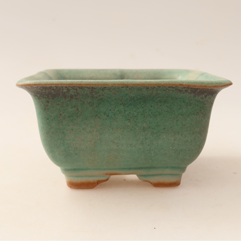 Keramik-Bonsai-Schale 9,5 x 9,5 x 5,5 cm, Farbe: grün