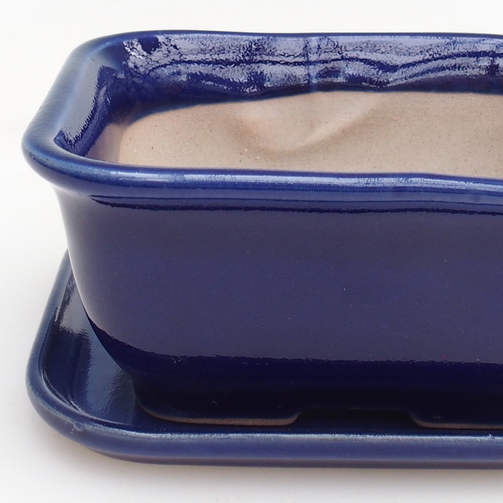 Bonsaischale + Untertasse H38 - 12 x 10,5 x 5 cm - blau