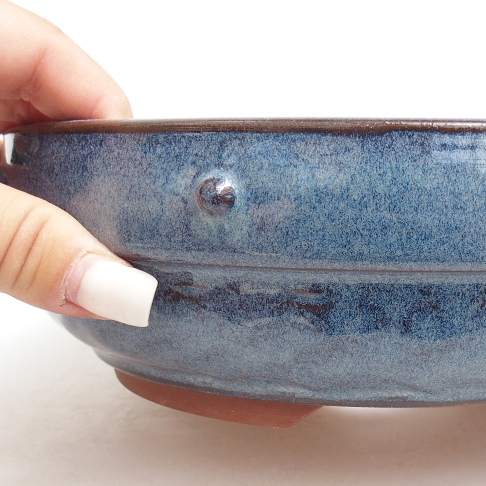 Bonsaischale aus Keramik 21 x 21 x 6,5 cm, Farbe blau
