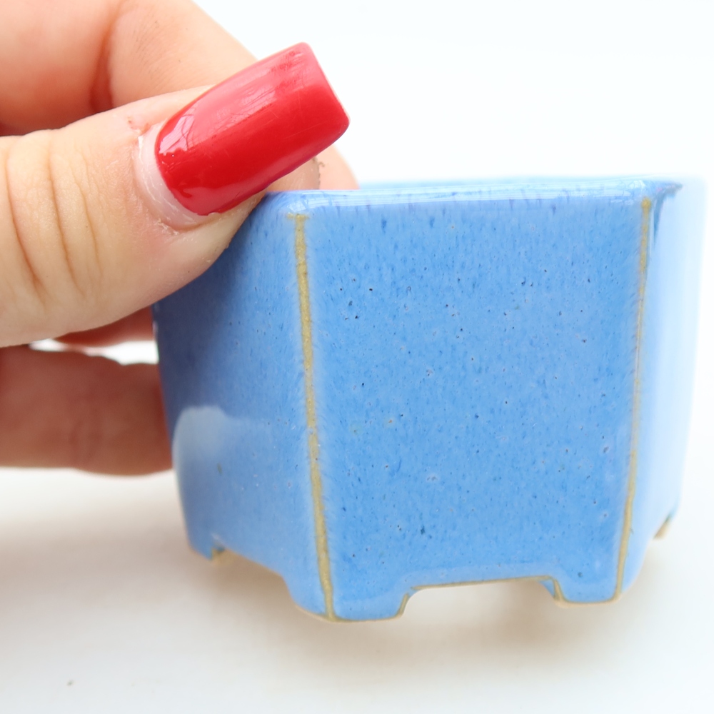 Keramik-Bonsai-Schale, 7 × 6 × 4,5 cm, Farbe: Blau