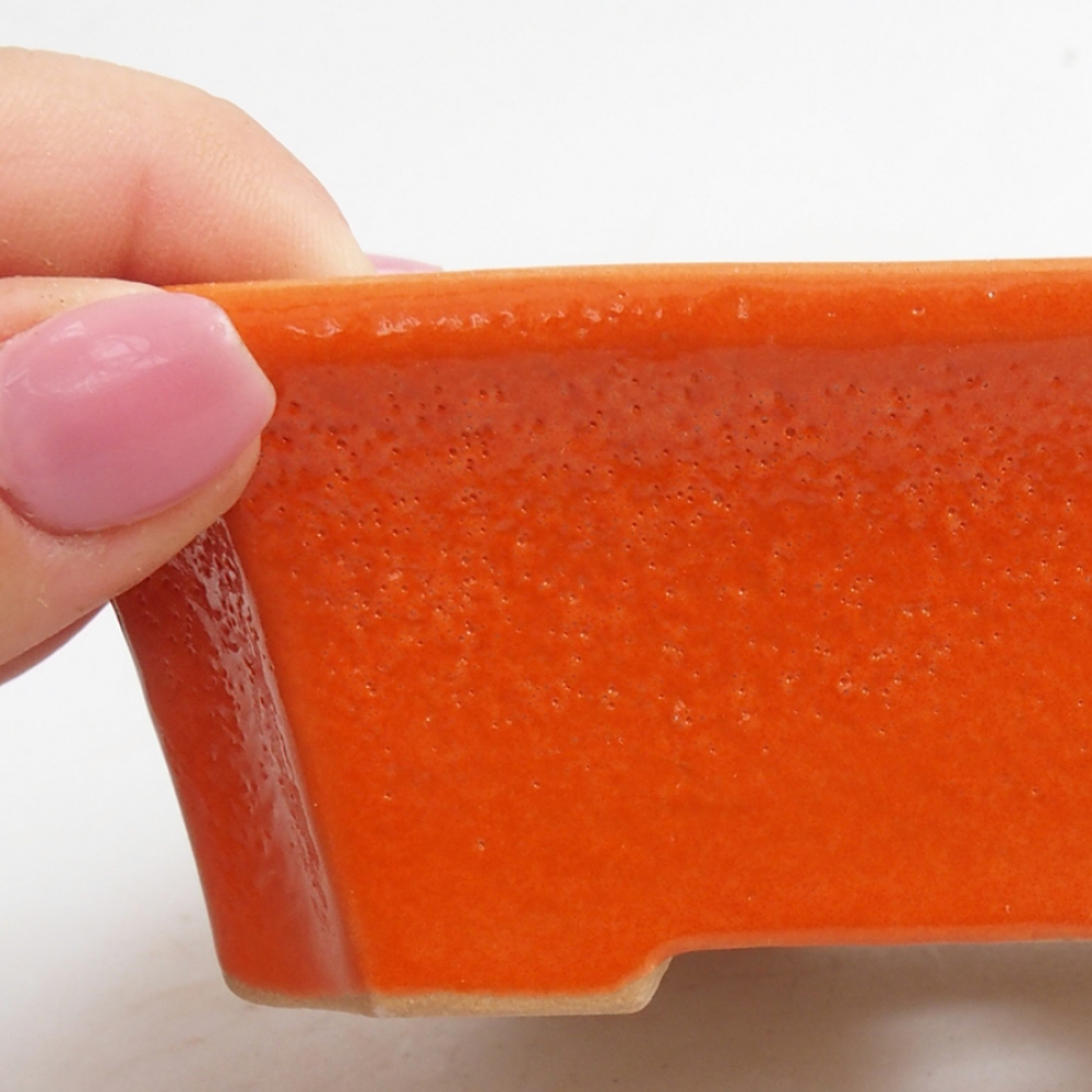 Keramik-Bonsaischale 13 x 10,5 x 4 cm, Farbe  Orange