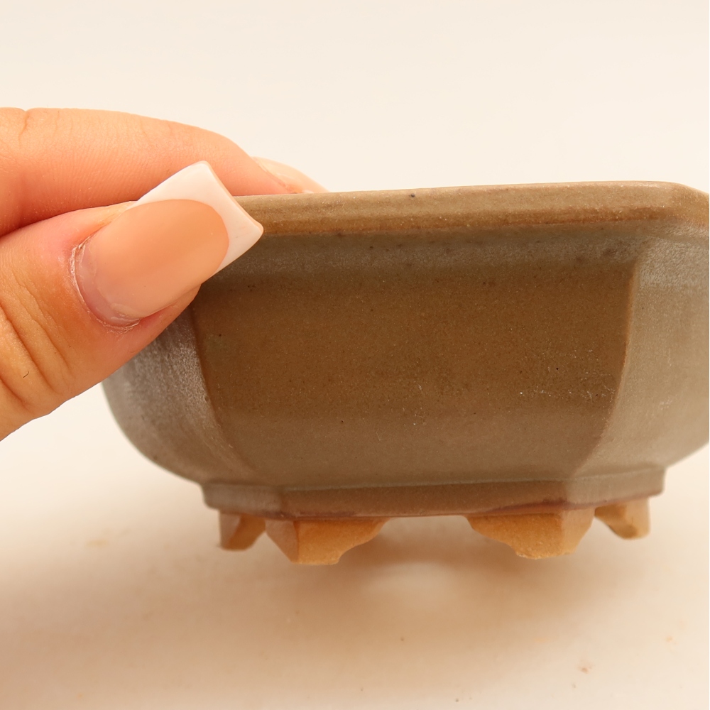 Keramik-Bonsai-Schale, 12 x 10,5 x 4 cm, Farbe: Grau