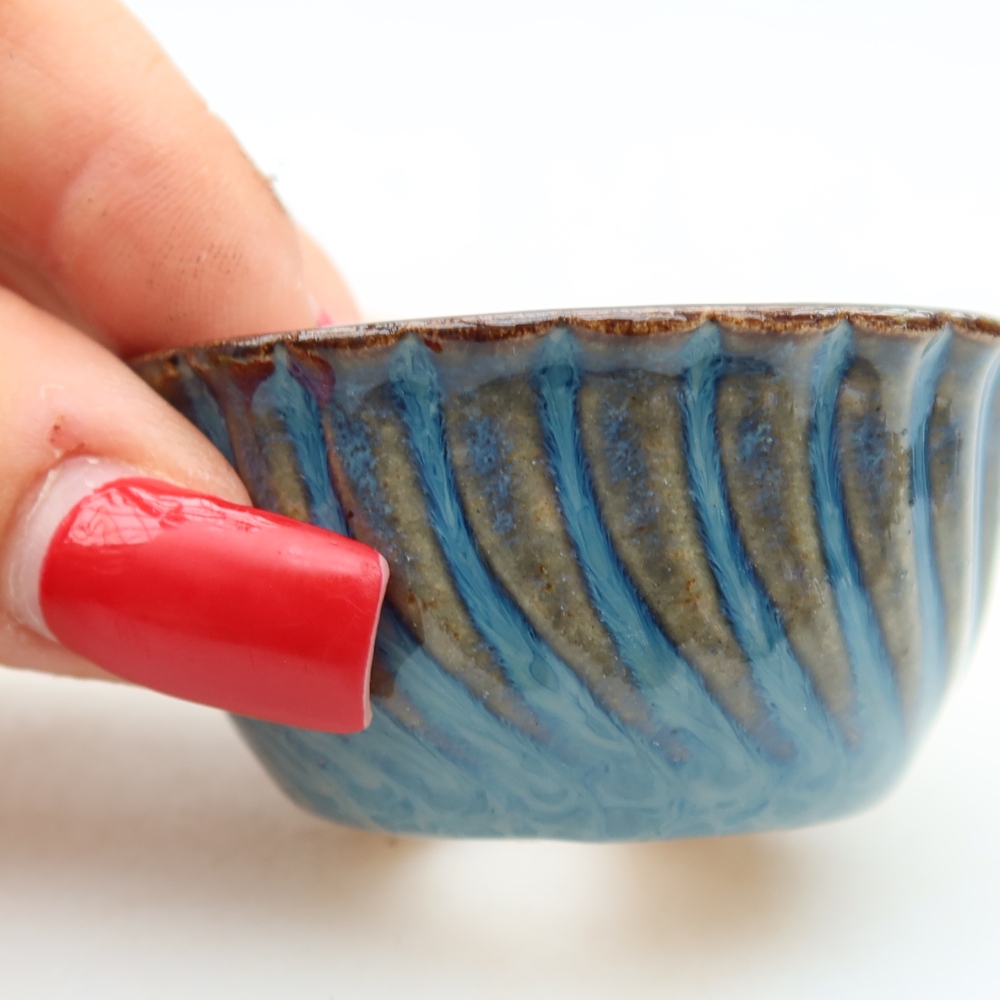 Keramik-Bonsai-Schale, 5,5 x 5,5 x 3 cm, Farbe: Blau