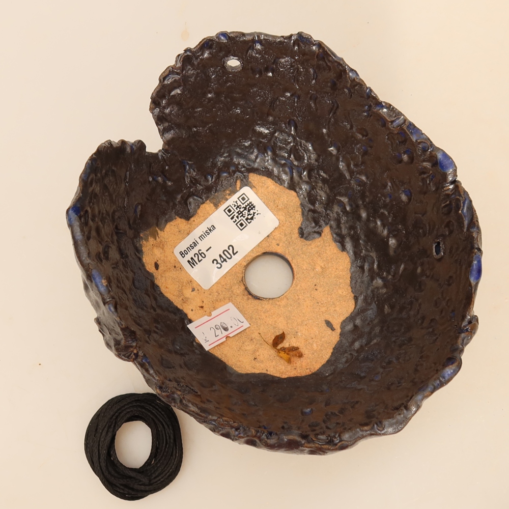 Keramikschale für Kokedama, 14 x 12 x 8,5 cm, Farbe: Blau