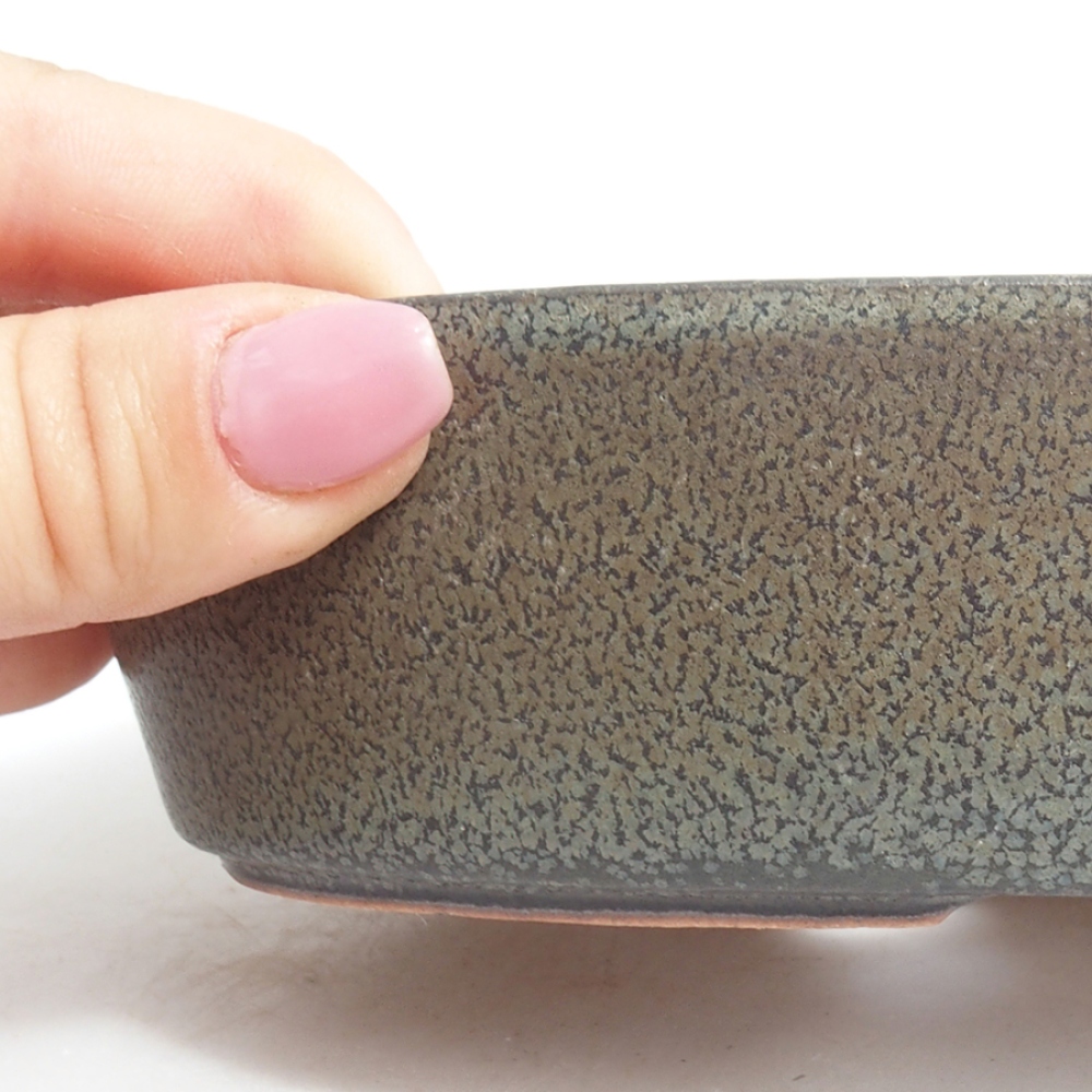 Keramik-Bonsaischale 16,5 x 11 x 4 cm, Farbe grau