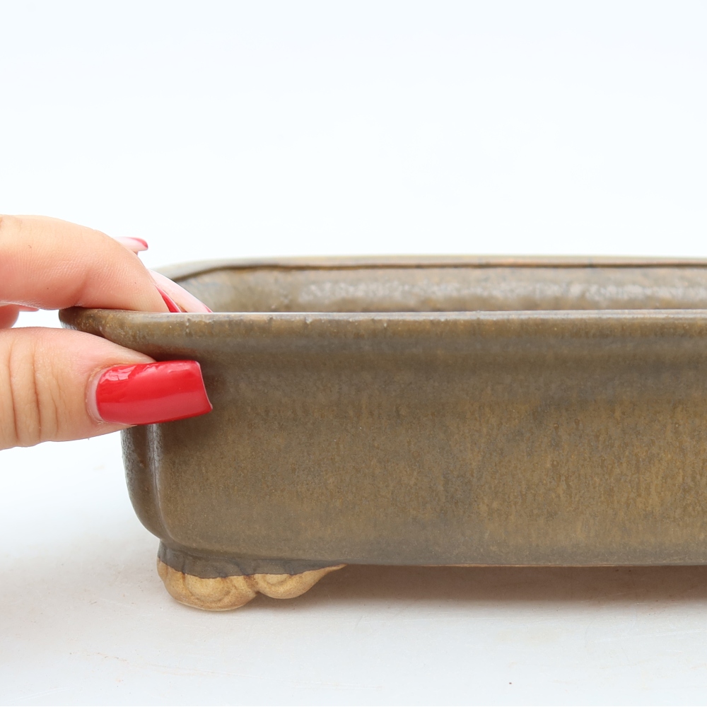 Keramik-Bonsai-Schale, 20 x 17,5 x 6 cm, Farbe: Braun