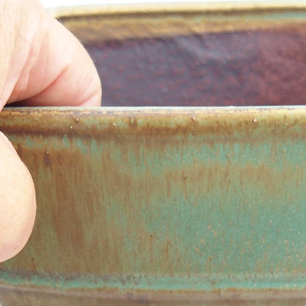 Bonsaischale aus Keramik 16 x 16 x 9 cm,  Farbe Grün