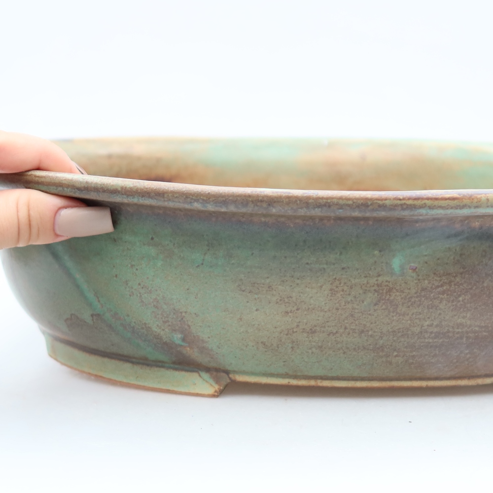 Keramik-Bonsai-Schale 36 x 28 x 8,5 cm, Farbe: braun-grün