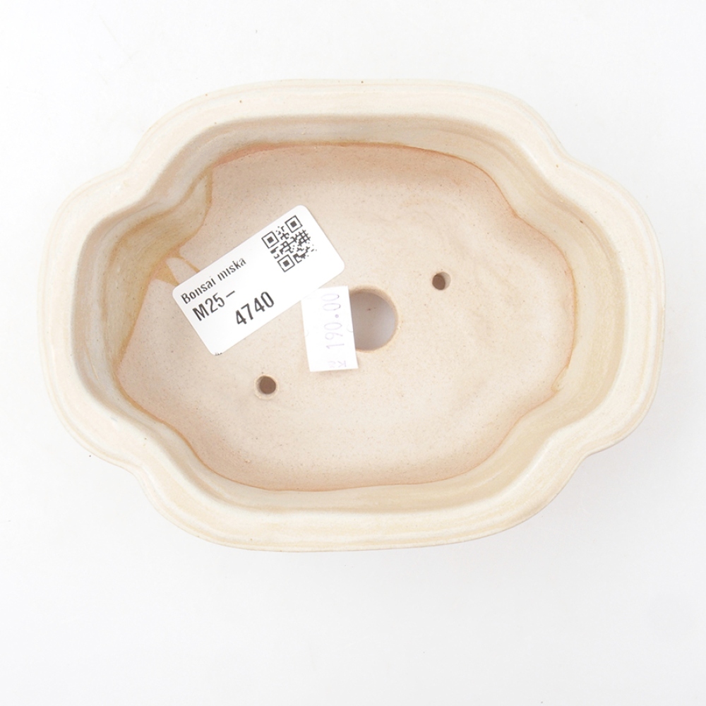 Keramik-Bonsaischale 13,5 x 10 x 5 cm, Farbe beige