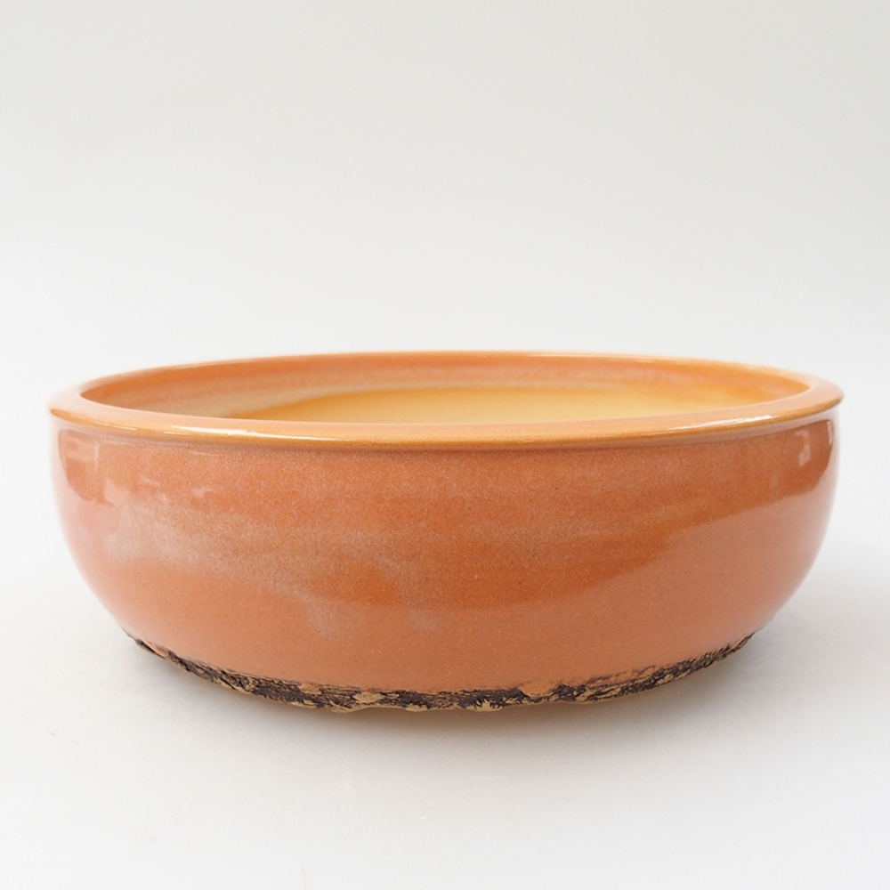 Keramik-Bonsaischale 20,5 x 20,5 x 6 cm, Farbe orange