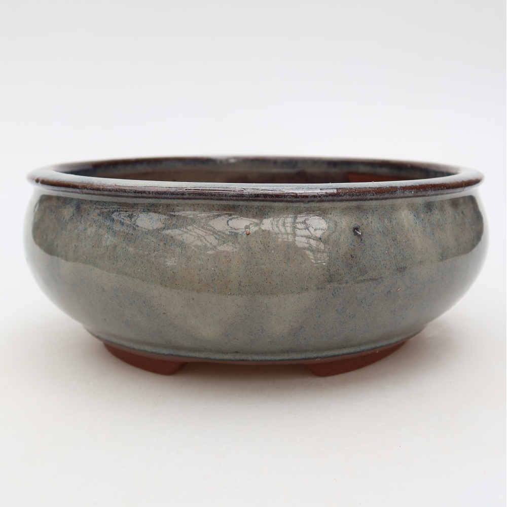 Keramik-Bonsai-Schale, 16 x 16 x 6,5 cm, Farbe: Grau